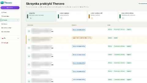 Skrzynka gabinetu Theravo z zapytaniami o wizyty dla gabinetu psychoterapii.